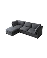 Streamdale Furniture Modular Sectional Sofa, Convertible Ottoman, Linen Fabric, 3 Colors