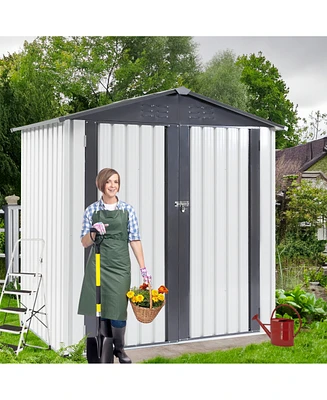 Streamdale Furniture 6x4FT Metal Storage Shed: Durable, Rainproof, Hinged Door