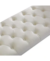 Beige Velvet Rectangle Bench for Bedroom, Entryway, or Living Room