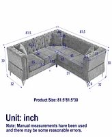 Streamdale Furniture Chesterfield L-Shaped Sectional Sofa with Nailhead Trim