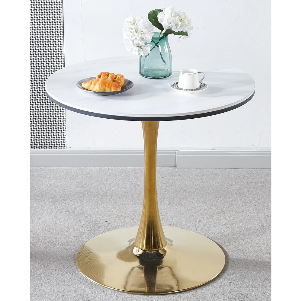 Simplie Fun 31.5" Tulip Dining Table: Mdf Top, Metal Legs