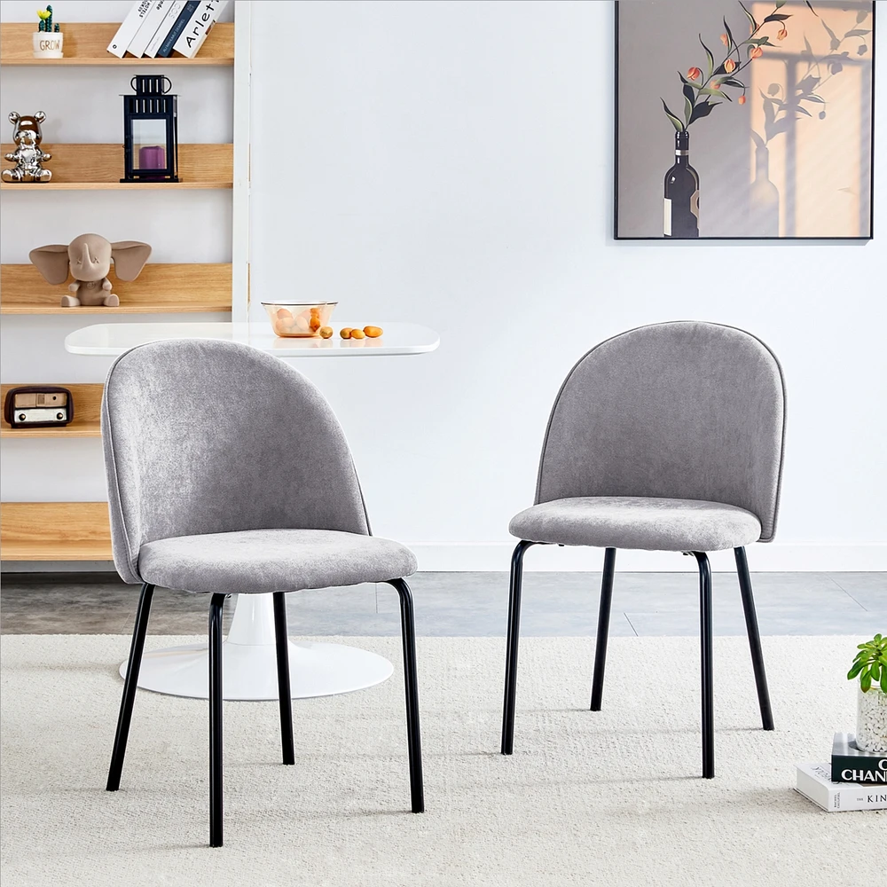 Modern Grey Chair (Set of 2) with Iron Legs