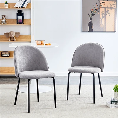 Modern Grey Chair (Set of 2) with Iron Legs