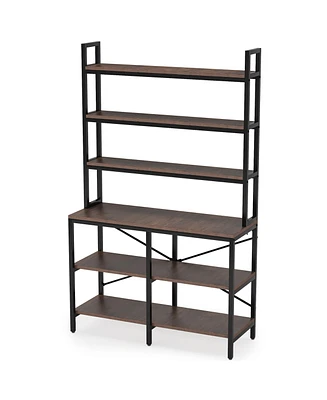 Tribesigns 6-Tier Bookshelf,Industrial Bookcase with Open Shelf,6 Shelf Storage Rack X