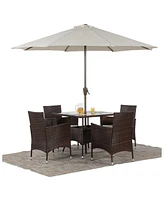 Streamdale Furniture 5-Pieces Pe Rattan Wicker And Metal Patio Dining Set With Beige Cushions