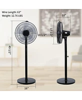 Streamdale Furniture Simple Deluxe 14.5 Adjustable 12 Levels Speed Pedestal Stand Fan With Remote Control