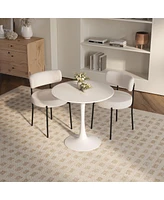 Streamdale Furniture 3-Piece Round Dining Set for 4 with Faux Fur Chairs