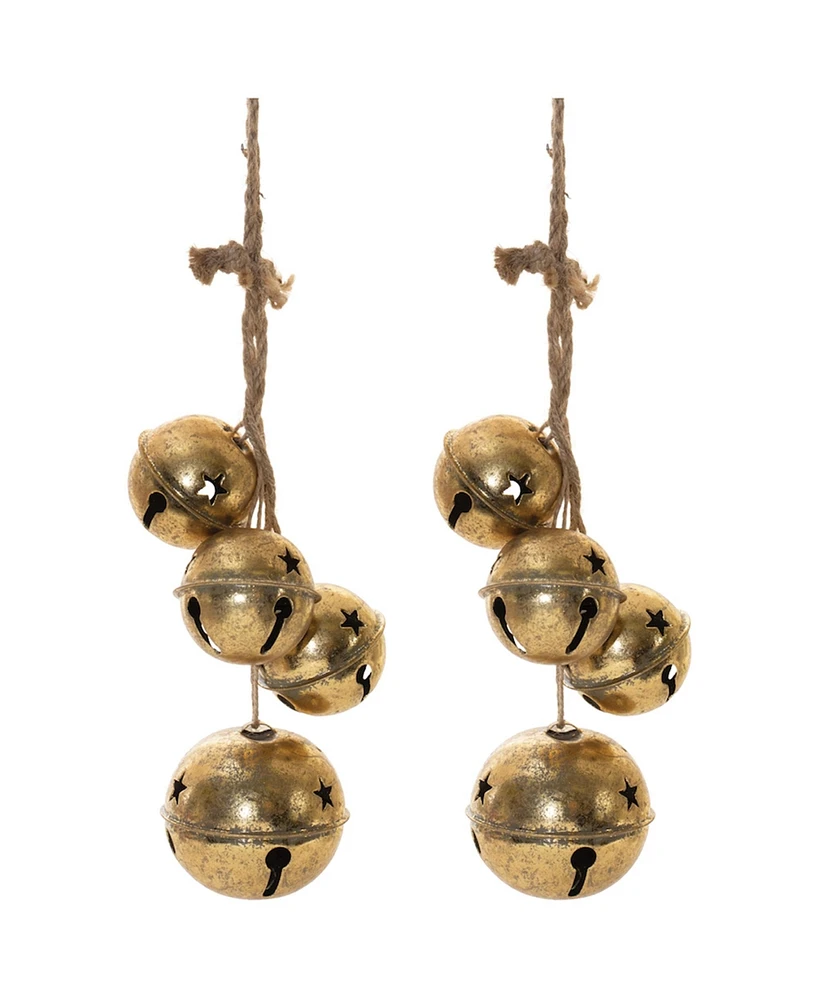 Slickblue Sleigh Bell Cluster Ornaments Set of 2 - Perfect for Festive Holiday Decorations