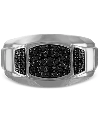 Bulova Marc Anthony Men's Black Diamond Triple Cluster Ring (1/2 ct. t.w.) Sterling Silver-Plate, BVR1025