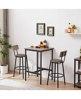 Streamdale Furniture Bar Table Set With 2 Bar Stools Pu Soft Seat With Backrest23.62"W X 23.62"D X 35.43