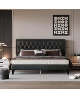 Streamdale Furniture Adjustable King Size Panel Bed Frame, Dark Grey