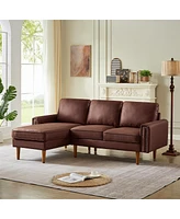 Simplie Fun 82.2"L-Shape Sofa Couch With Chaise Mid-Century Copper Nail Left Chaise