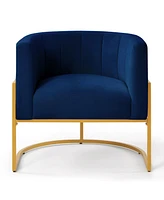 Streamdale Furniture Navy Velvet Accent Chair with Gold Stand