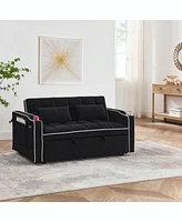 Simplie Fun 55.51 Inch Versatile Foldable Sofa Bed In 3 Lengths, Modern Sofa Sofa Sofa