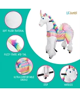 Jumbl Lil Ride on Horse, Kids Ride on Toy w/Realistic Sounds & Wheels (Rainbow)