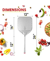The Kitchen Chef Tkc Perforated Pizza Peel 12 Inch Aluminum Pizza Paddle - Lightweight Pizza Turning Peel Spatula