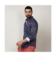 Campus Sutra Men's Navy Blue Paisley Shirt