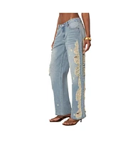 Edikted Women's Distressed Sides washed jeans - Light