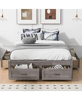 Streamdale Furniture Full Platform Bed With 6 Storage Drawers, Antique Gray