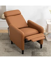 Simplie Fun Adjustable Modern Recliner Chair Mustard Green Pu Leather