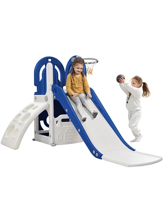 Simplie Fun 4-in-1 Toddler Climber and Slide with Basketball Hoop