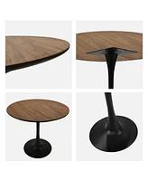 Streamdale Furniture Mid-Century Round Tulip Dining Table & 4 Textured Suedette Chairs