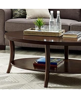 Espresso Oval Coffee Table with Shelf