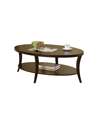 Simplie Fun Espresso Oval Coffee Table with Shelf