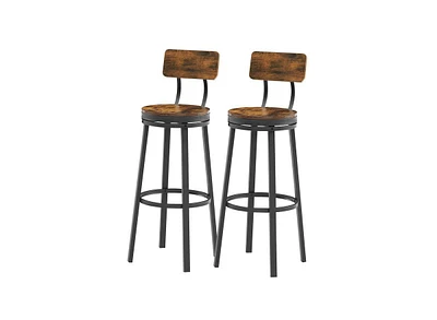 Simplie Fun Minimalist Swivel Bar Stool Set with Curved Backrest and Footrest