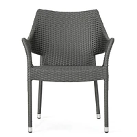 Mirage Grey Pe Wicker Stacking Armchair
