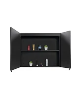 30x26" Black Led Medicine Cabinet with Storage, Defogger, Dimmable Lights