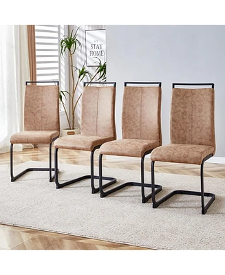 Simplie Fun Modern Upholstered Dining Chairs with C-Shaped Metal Legs (Set of 4)