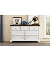 Streamdale Furniture Wooden Captain Seven-Drawer Dresser For Bedroom, Living Room, Kids' Room