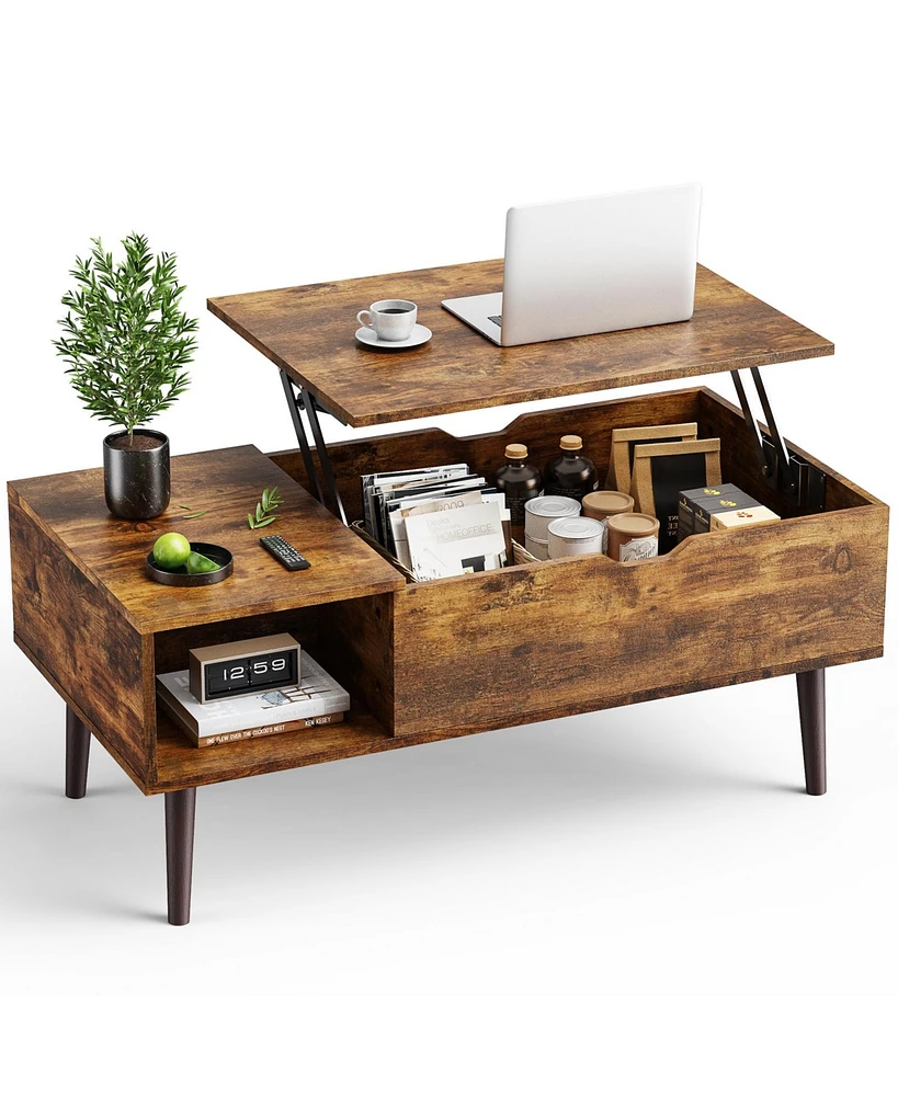 Streamdale Furniture Modern Convertible Coffee Table with Foldable Desktop and Hidden Storage