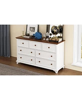 Streamdale Furniture Wooden Captain Seven-Drawer Dresser For Bedroom, Living Room, Kids' Room