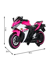 Kids Ride-On Motorcycle w/ Training Wheels, Manual Throttle, Lighting Wheels