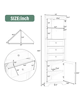 Streamdale Furniture White Triangle Cabinet with Drawers & Shelves