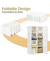 Sugift Clothes Foldable Armoire Wardrobe Closet with 12 Cubby Storage