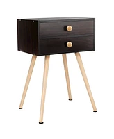 Sugift Midcentury Modern Bedside Table with 2 Drawers