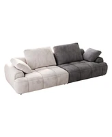 Streamdale Furniture 86.6" Oversized Beige & Gray Suede Sofa