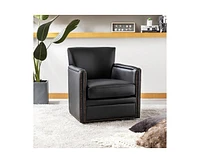 Hulala Home Pascual Contemporary 29'' Wide Genuine Leather Swivel Chair