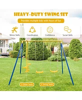 Sugift Boys Metal Swing Set for Backyard with 2 Swing Seats and 2 Glider Seats