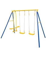 Sugift Boys Metal Swing Set for Backyard with 2 Swing Seats and 2 Glider Seats