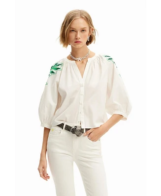 Desigual Women's V-neck embroidered blouse