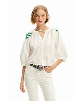 Desigual Women's V-neck embroidered blouse