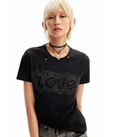 Desigual Women's Rhinestone Love T-shirt