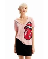 Desigual Women's Rhinestone The Rolling Stones T-shirt