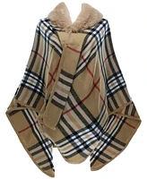 Fraas Women's Faux-Fur-Collar Plaid Wrap