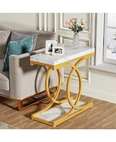 Tribesigns Modern Side Table, Rectangle End Table Narrow Sofa End Table for Living Room