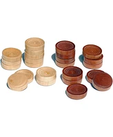 We Games Medieval Chess & Checkers Game Set - Wood Board with Storage Drawers 15 in.